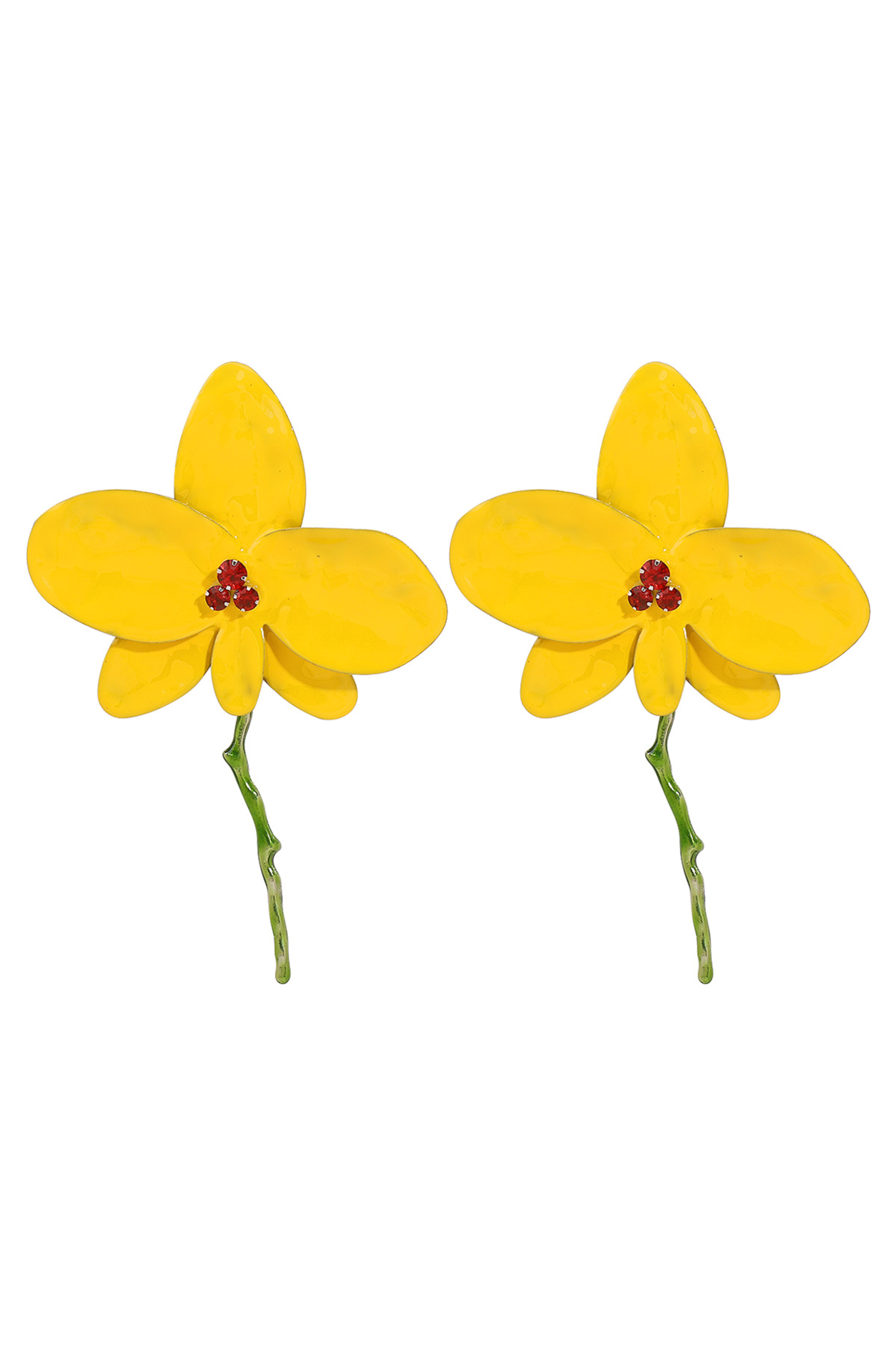 Enamelled Flower Rhinestone Applique Earrings