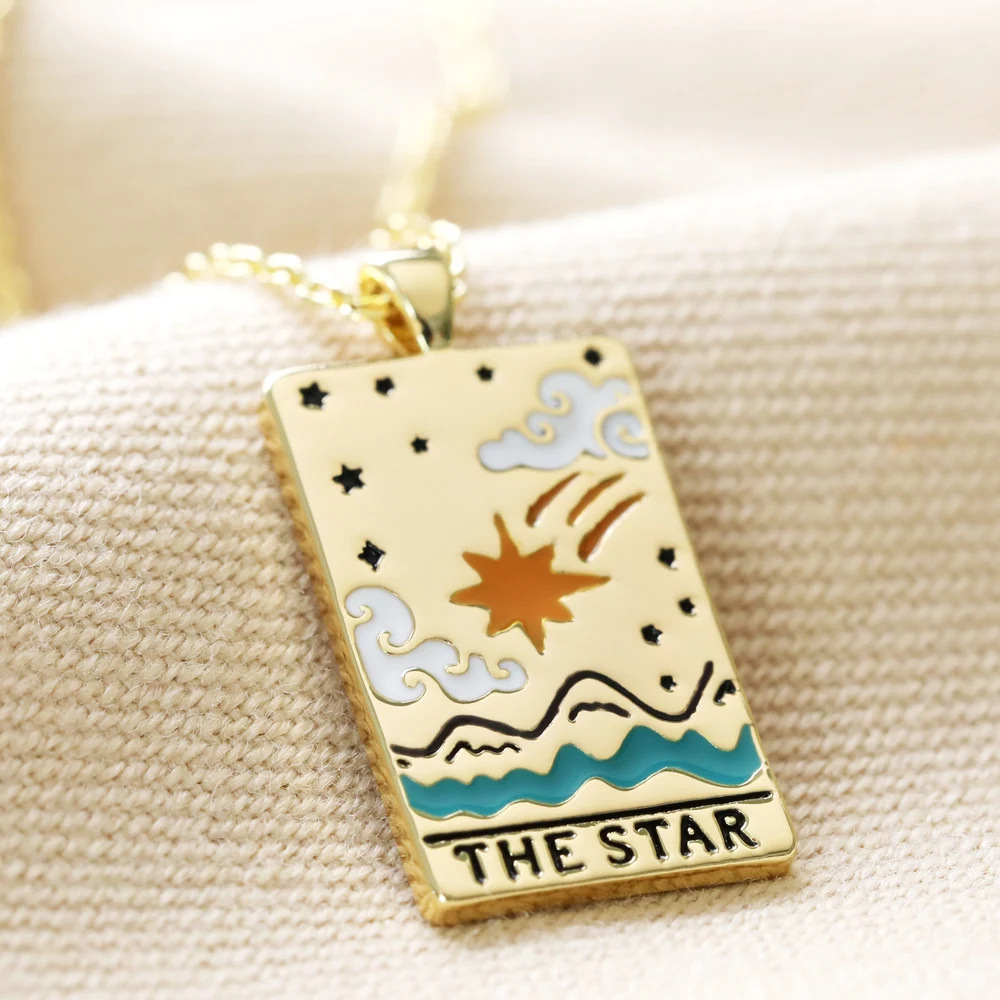 Color Dripping Tarot Cards Square Pendant Necklace