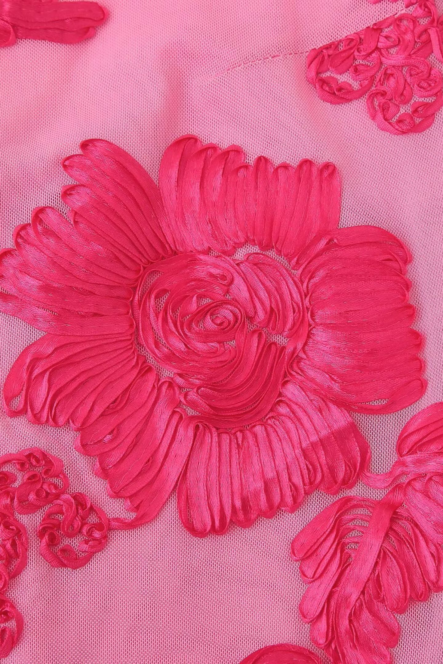 Barbara Floral Appliqué Mesh Maxi Dress