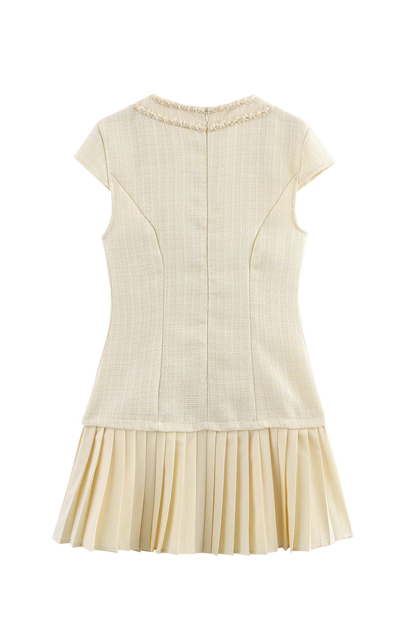 Sally Cap Sleeve Pleated Tweed Mini Dress