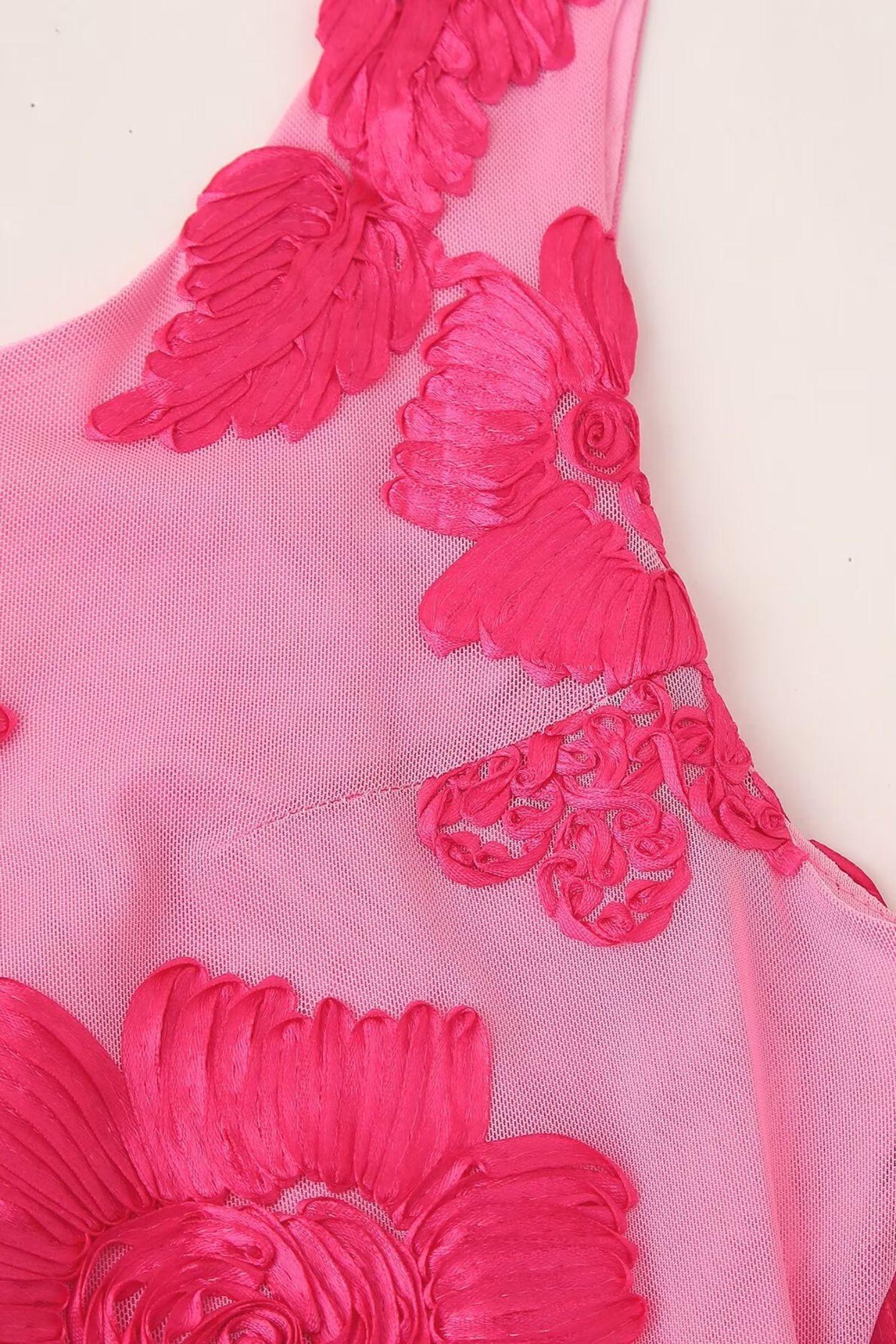 Barbara Floral Appliqué Mesh Maxi Dress