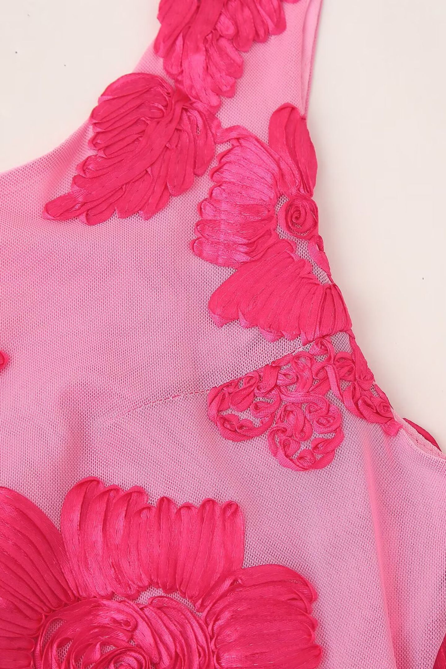 Barbara Floral Appliqué Mesh Maxi Dress