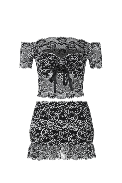Marissa Off Shoulder Floral Lace Skirt Set