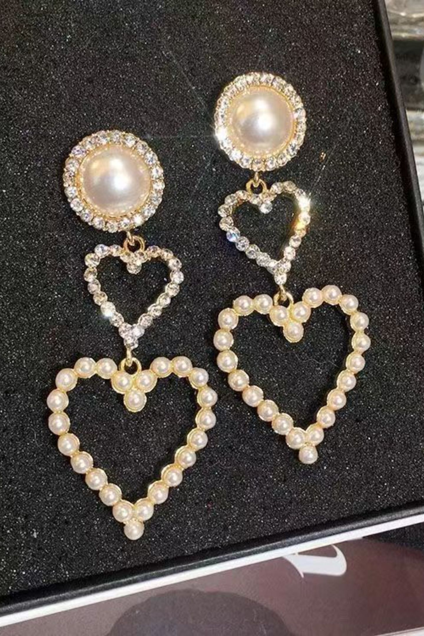 Pearl Looped Heart Earrings