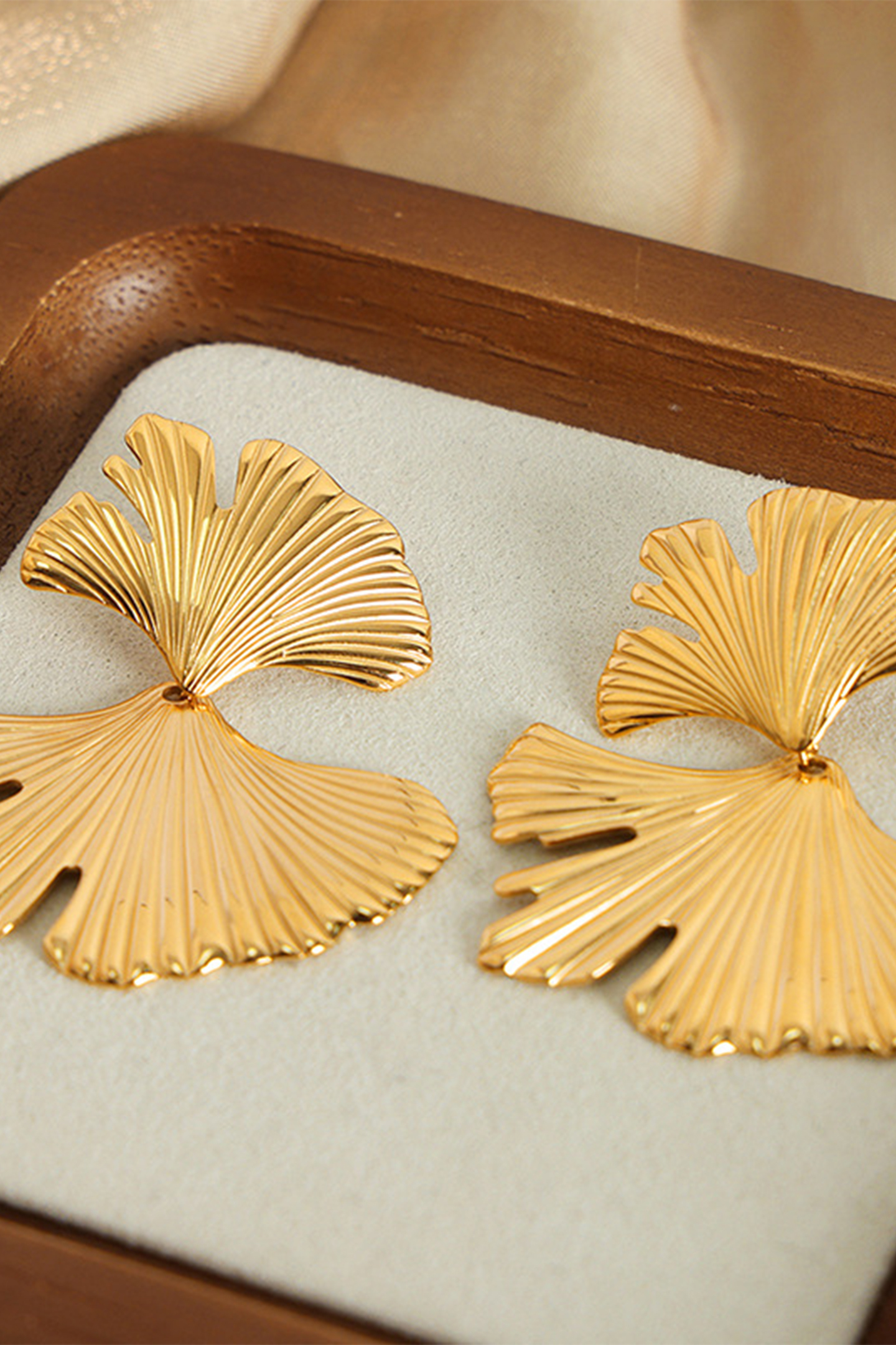Ginkgo Leaf Drop Earrings