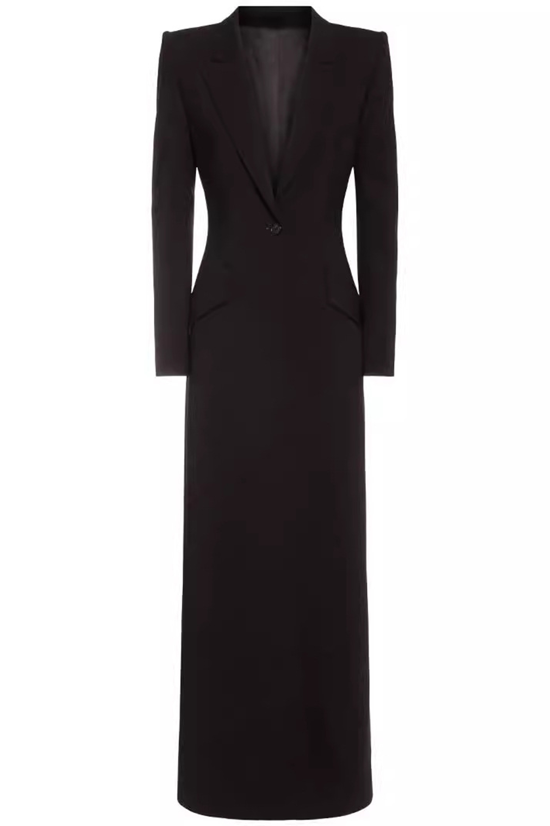 Esther Deep V Neck Single Breasted Long Coat