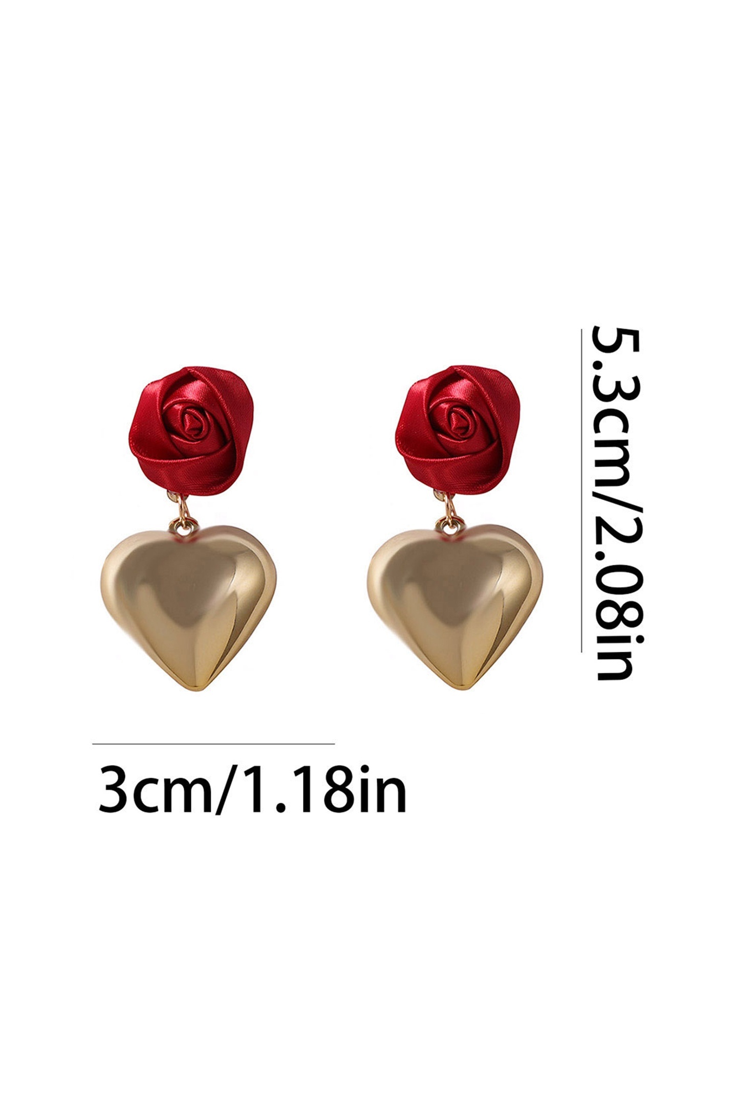 Rose Metallic Heart Drop Earrings