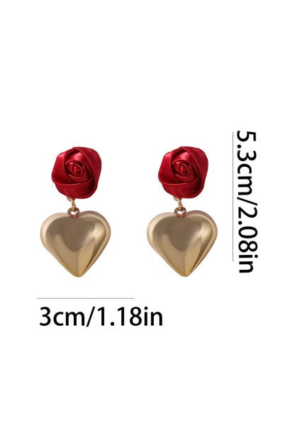 Rose Metallic Heart Drop Earrings
