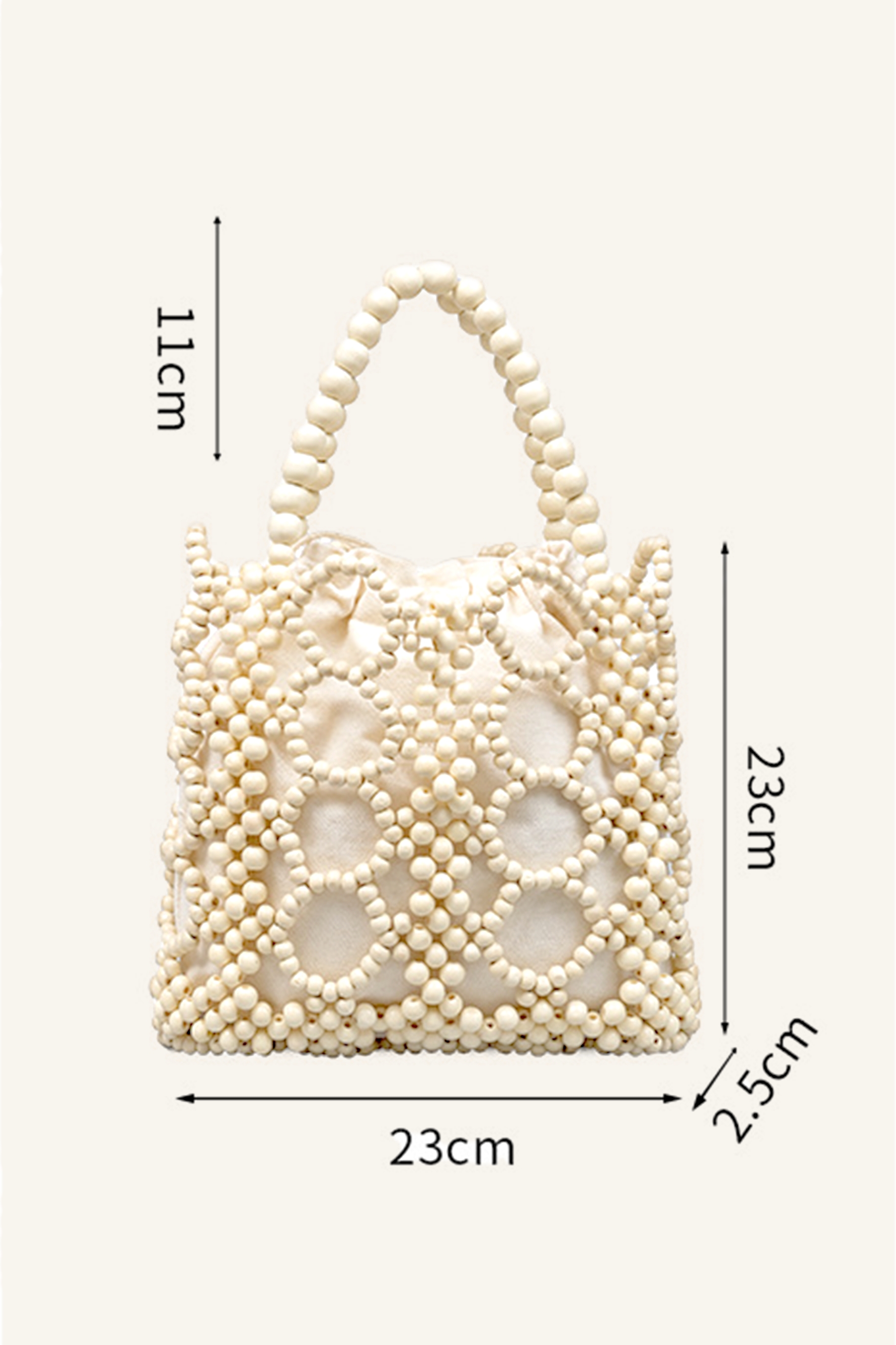 Wooden Bead Drawstring Tote Bag