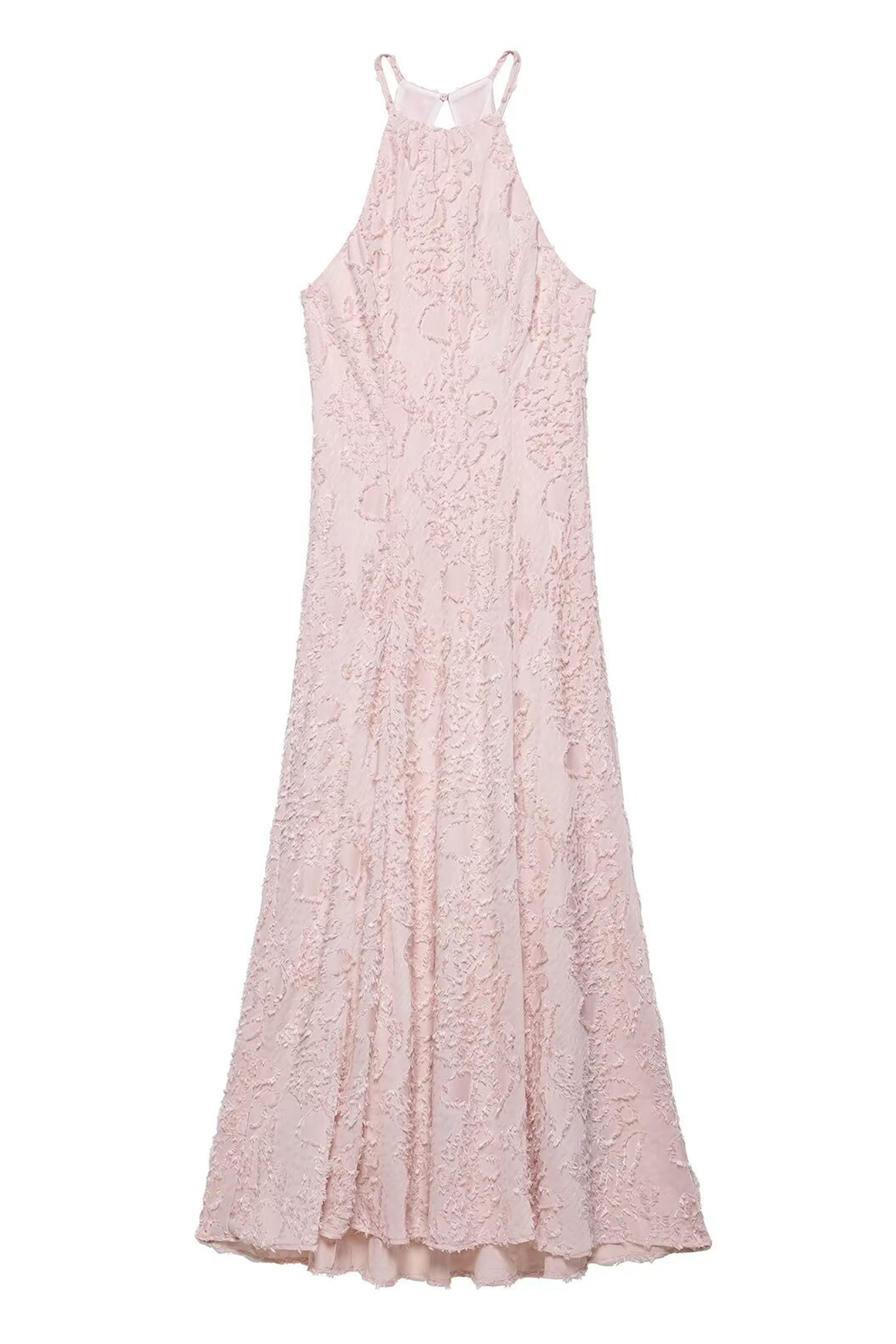 Juliana Halterneck Frayed Maxi Dress