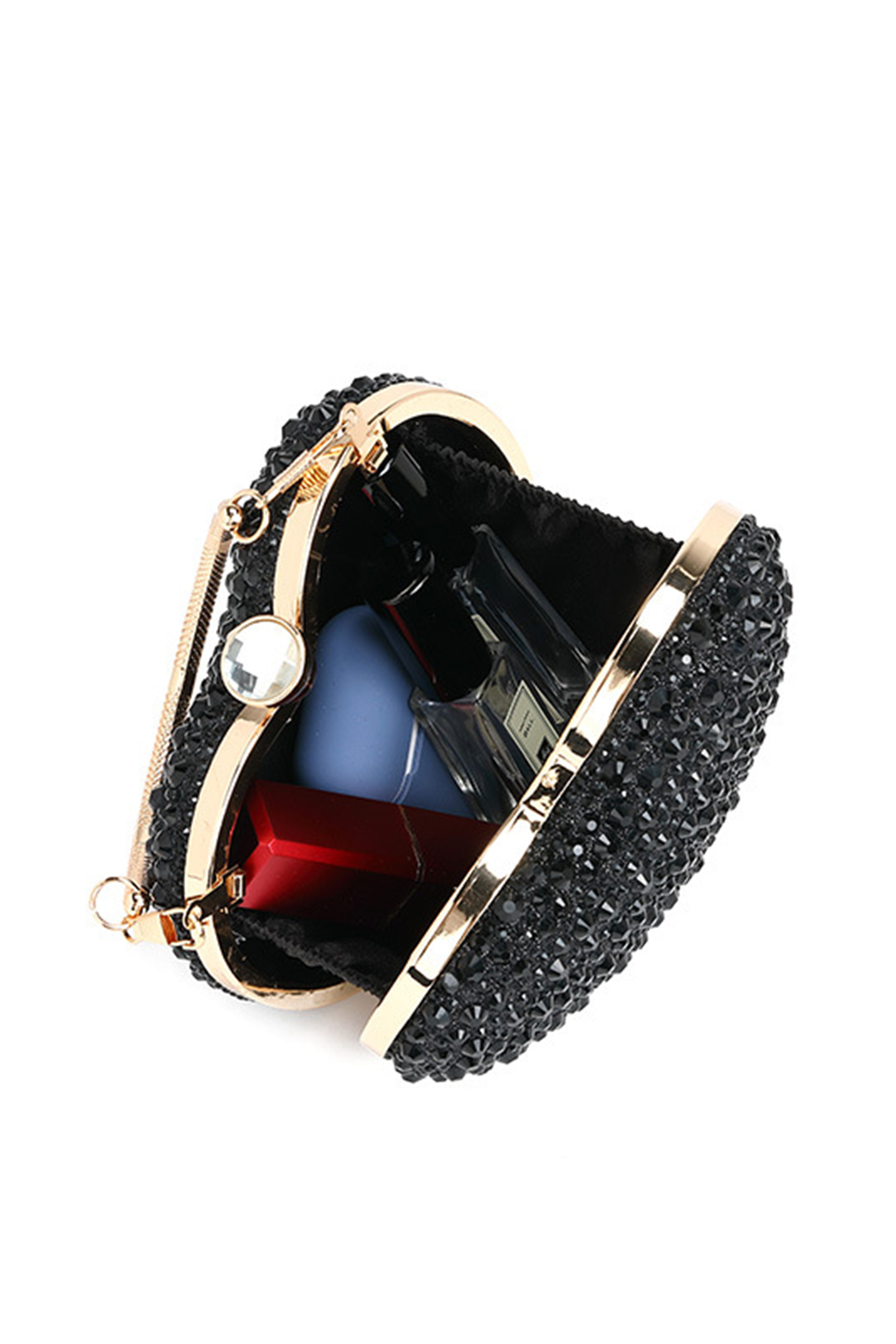 Heart Shaped Rhinestone Clutch Purse