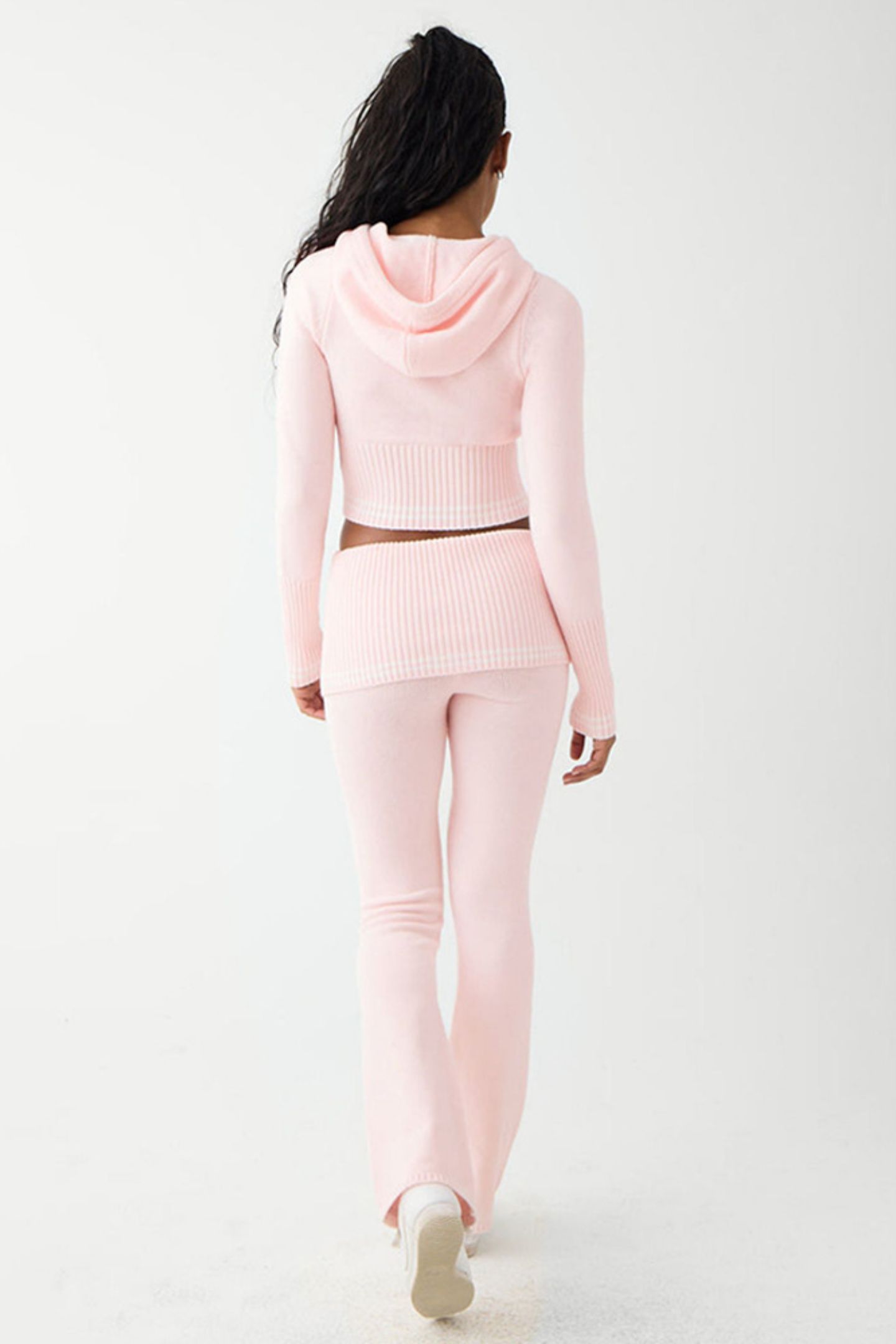 Striped Knitted Hoodie Set