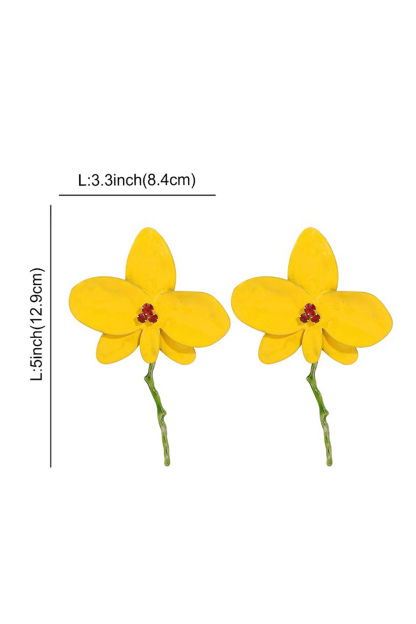 Enamelled Flower Rhinestone Applique Earrings