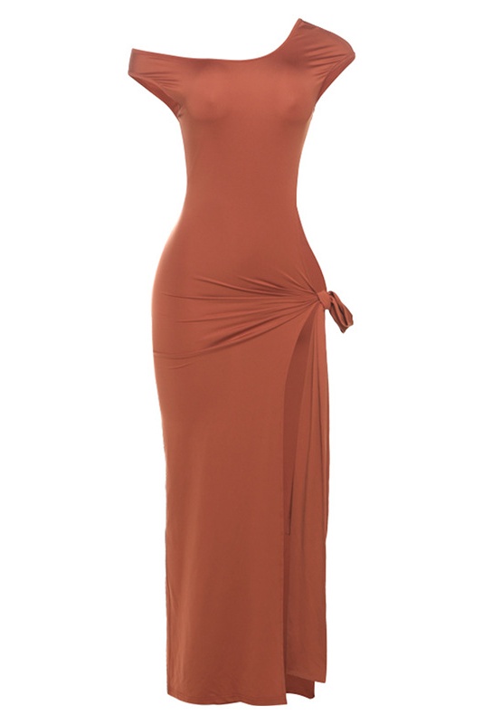 Eartha Asymmetrical Slit Cutout Maxi Dress