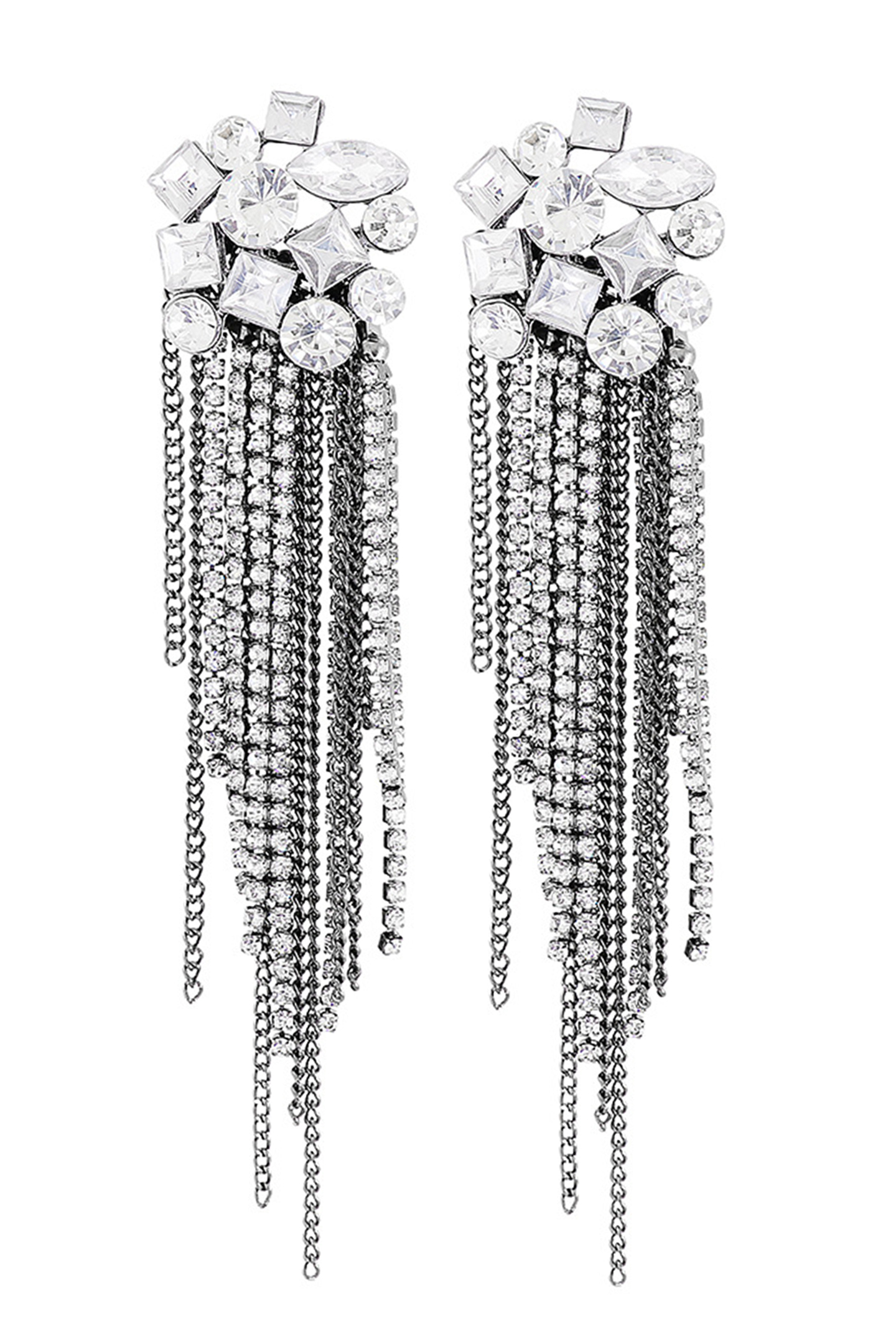 Multi-Shaped Gemstone Drop Earrings