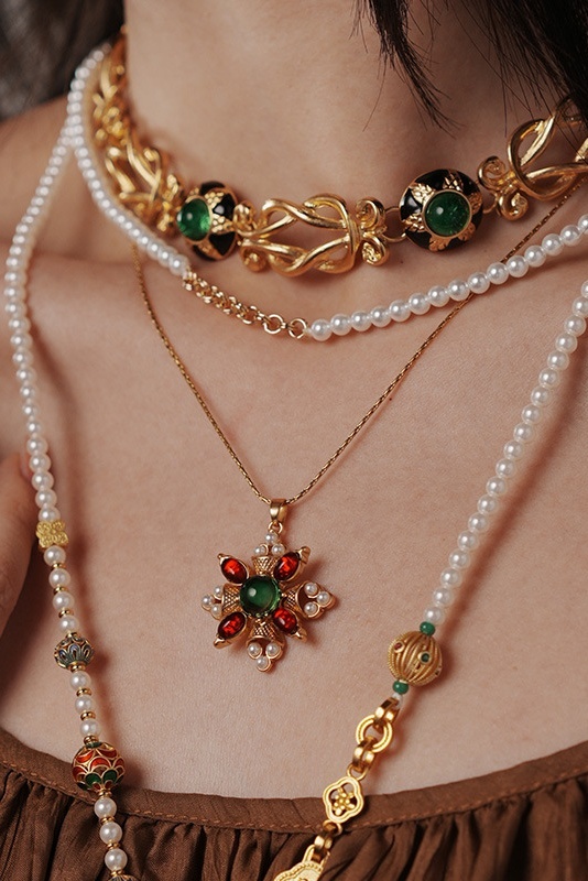 Multi-Gemstone Pearl Necklace