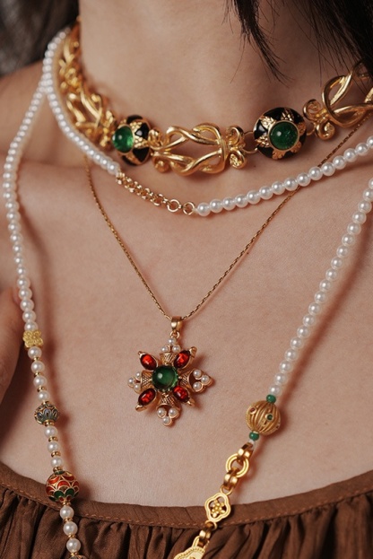 Multi-Gemstone Pearl Necklace