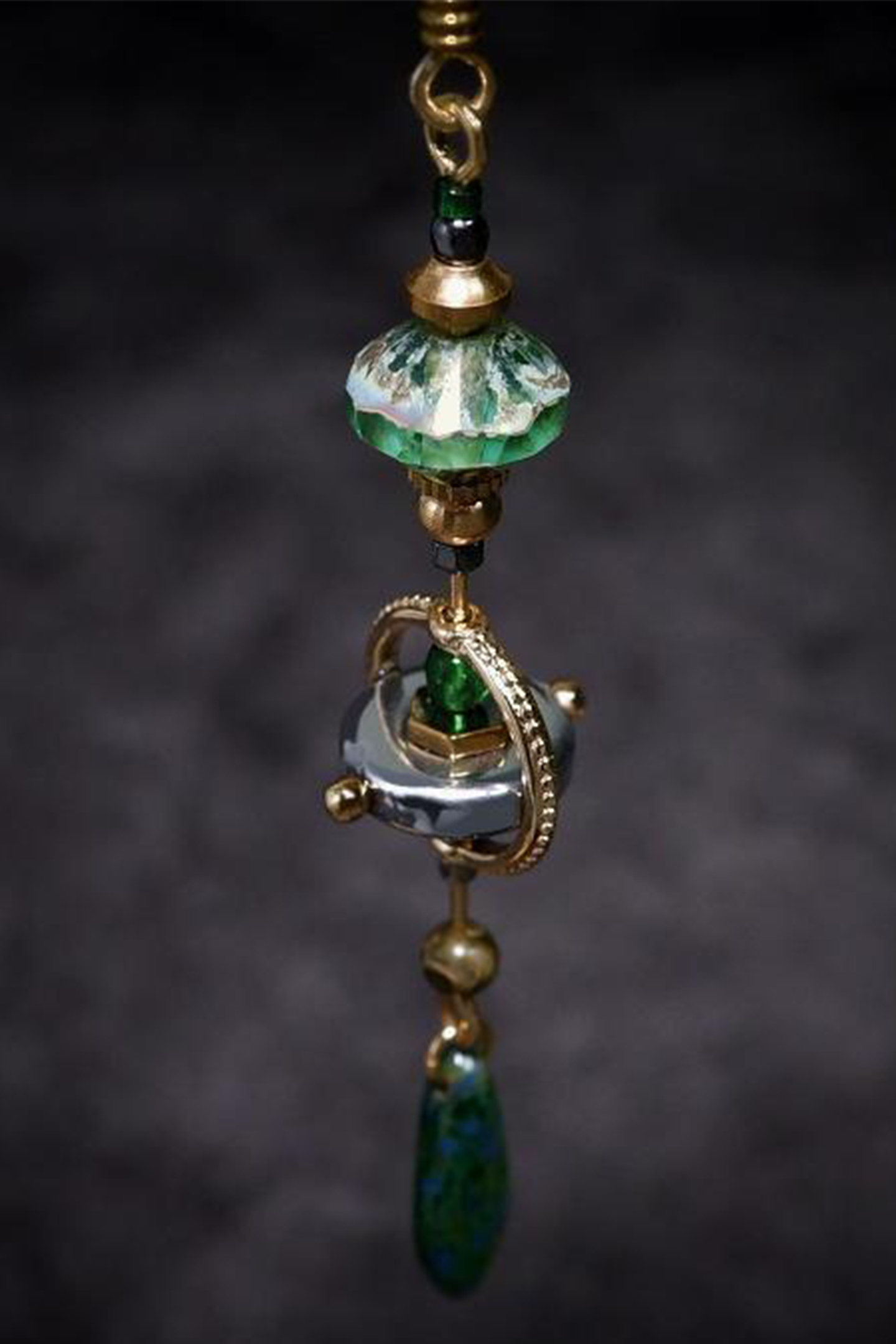 Mixed Beads Teardrop Pendant Single Earring