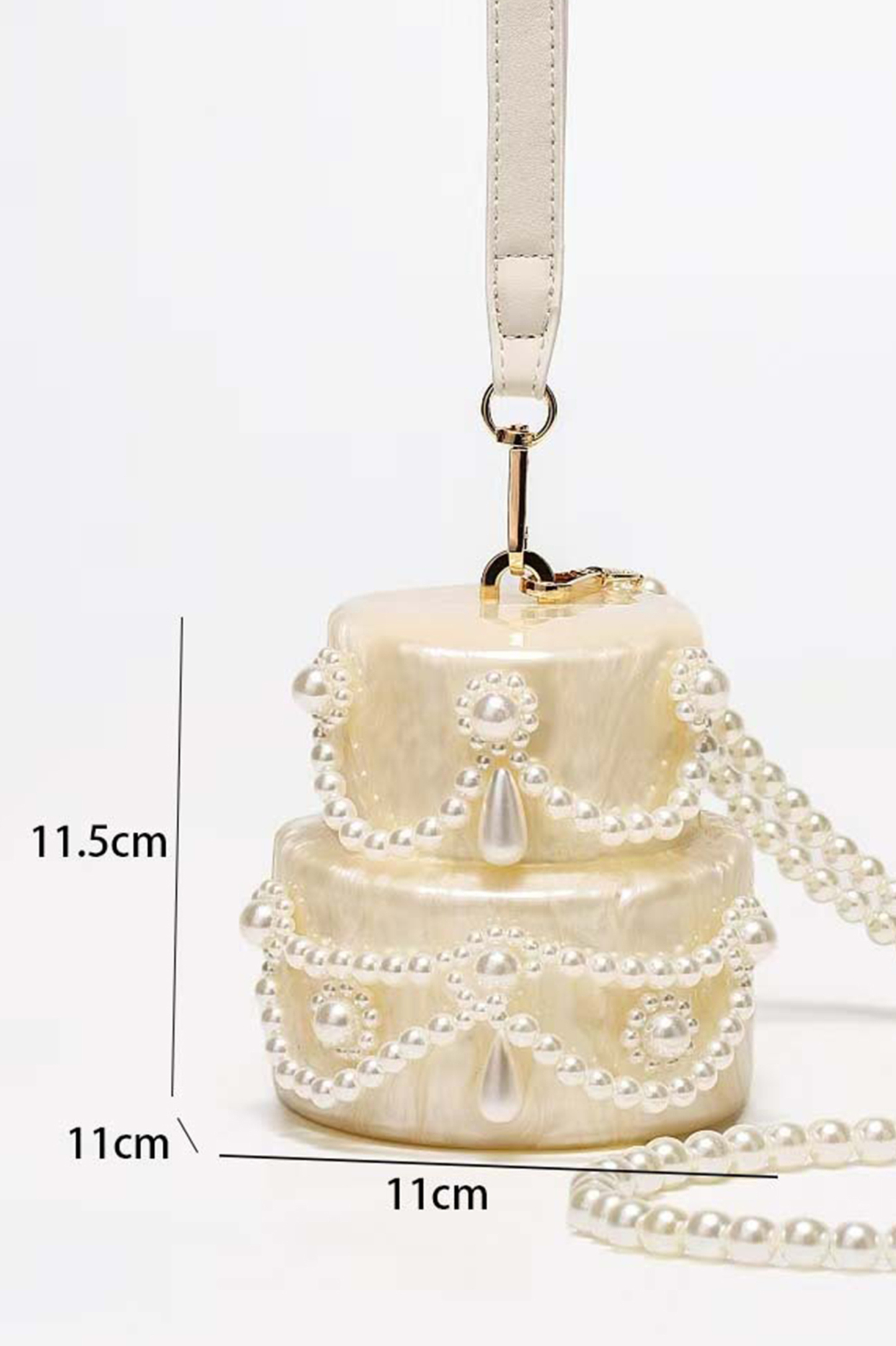 Pearl Embellished Cake Clutch
