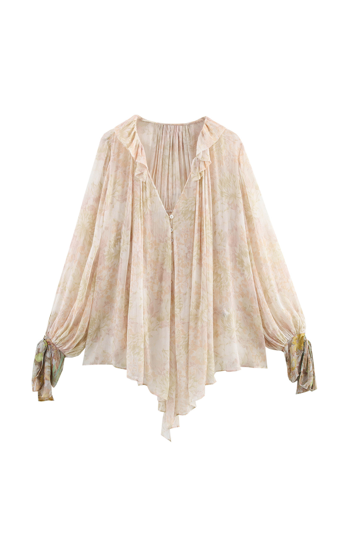 Ann Print Ruffle Collar Blouse