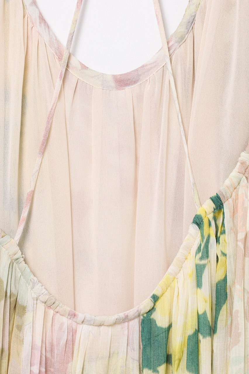 Angelic Patchwork Floral Open Back Maxi Dress