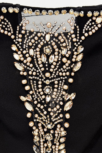 Laila Rhinestone Embellished Off Shoulder Maxi Dress