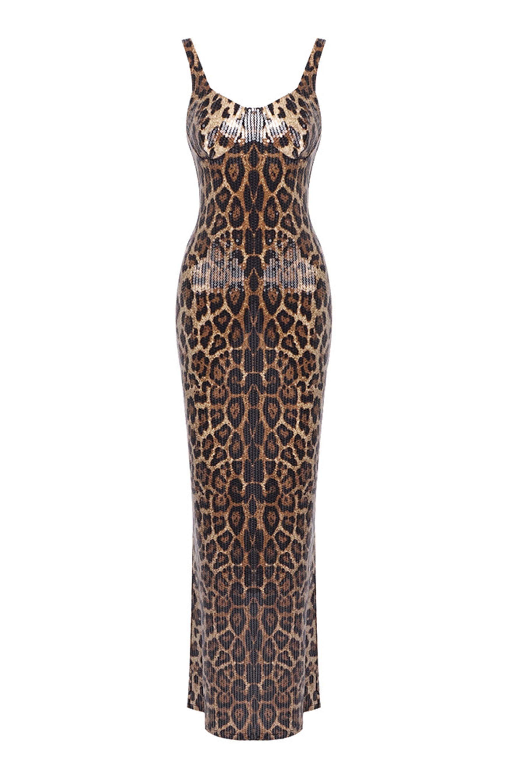 Wild Charm Multi Leopard Print Sequin Maxi Dress & Cape Set