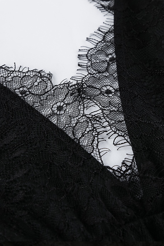 Yvette Deep V Neck Backless Lace Maxi Dress