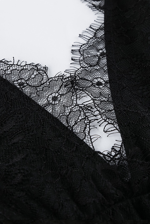 Yvette Deep V Neck Backless Lace Maxi Dress