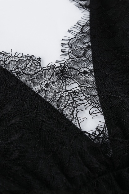 Yvette Deep V Neck Backless Lace Maxi Dress