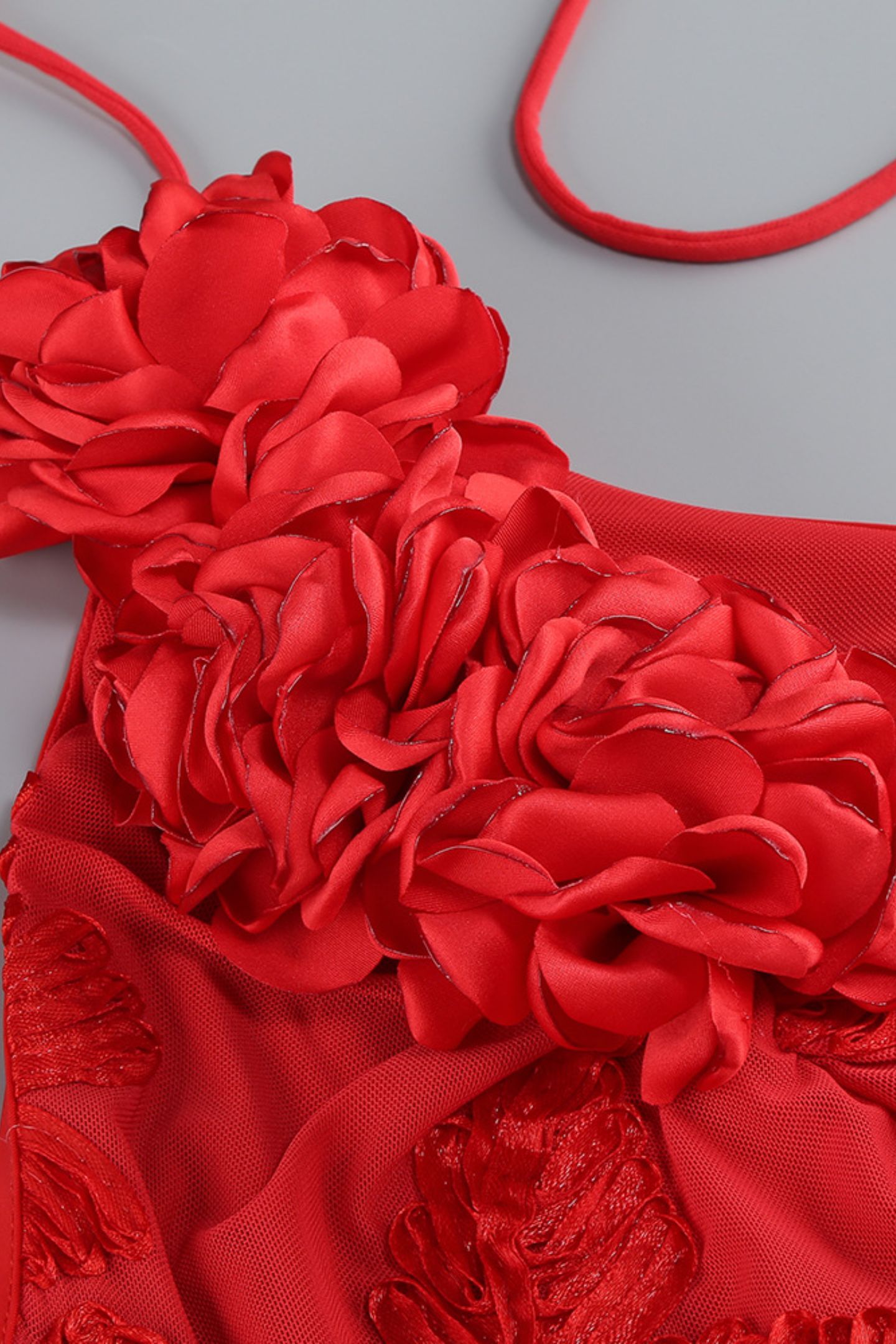 Trista 3D Floral Halter Neck Maxi Dress