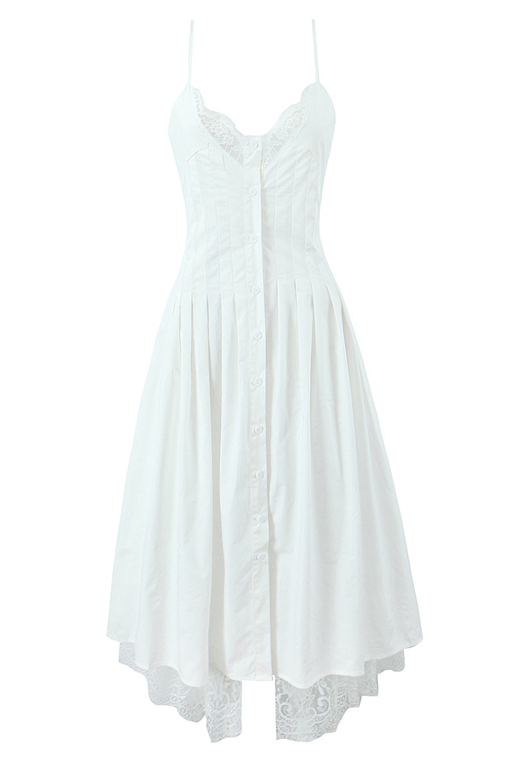 Tasha Lace Trim Spaghetti Strap Midi Dress