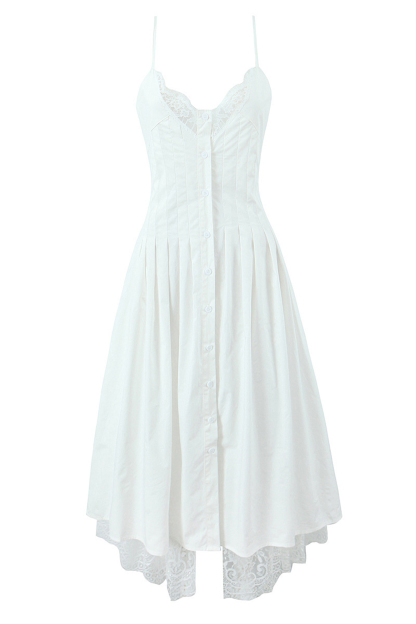 Tasha Lace Trim Spaghetti Strap Midi Dress