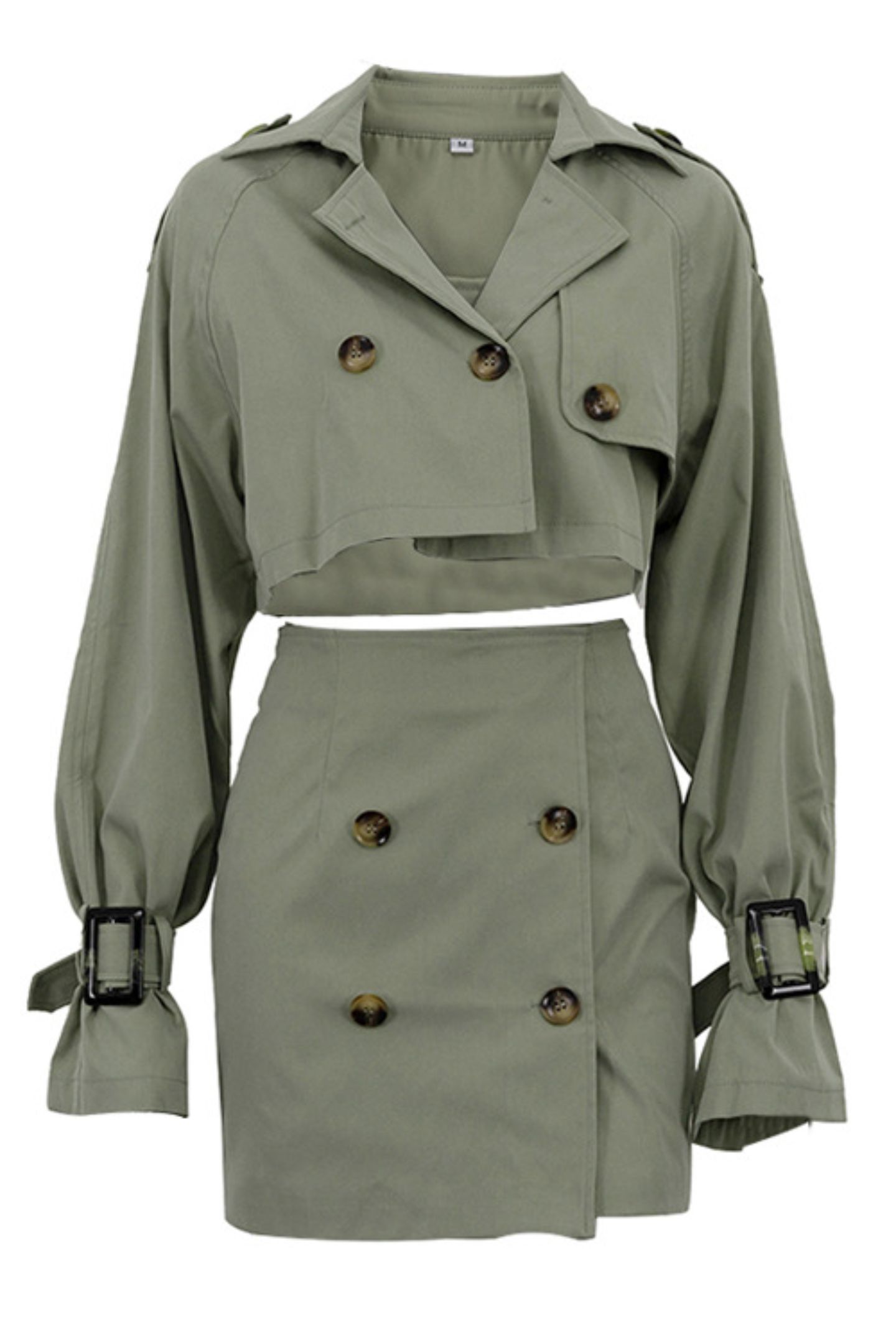 Shirley Button Detail Cropped Jacket & Mini Skirt Set