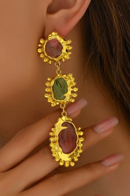 Irregular Gemstone Dangle Earrings