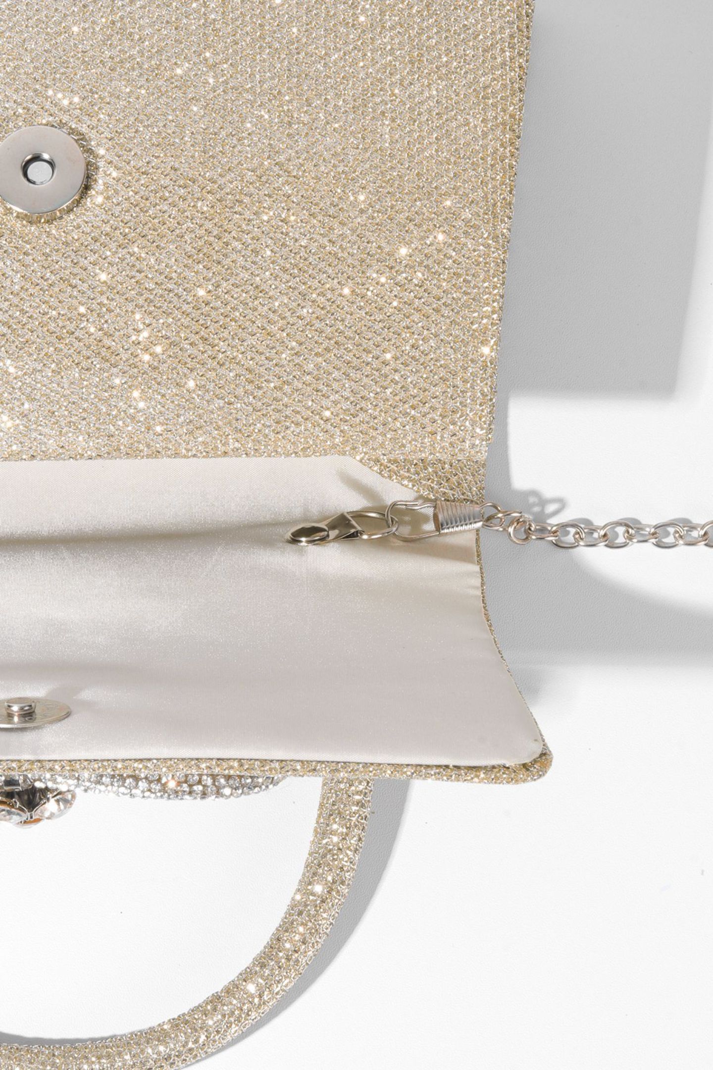 Metallic Shine Diamante Handle Bag