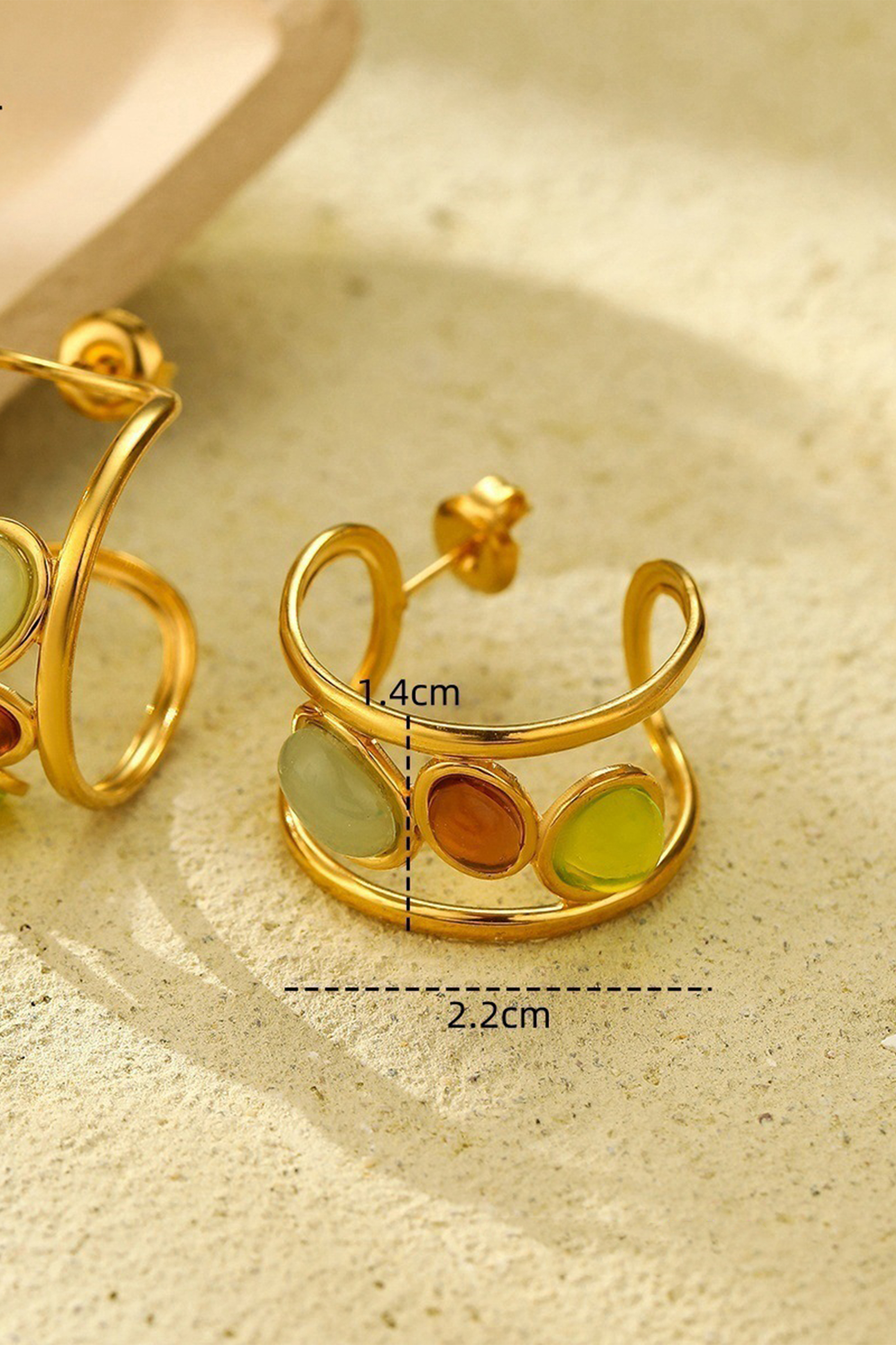 Multi Stone Hoop Stud Earrings