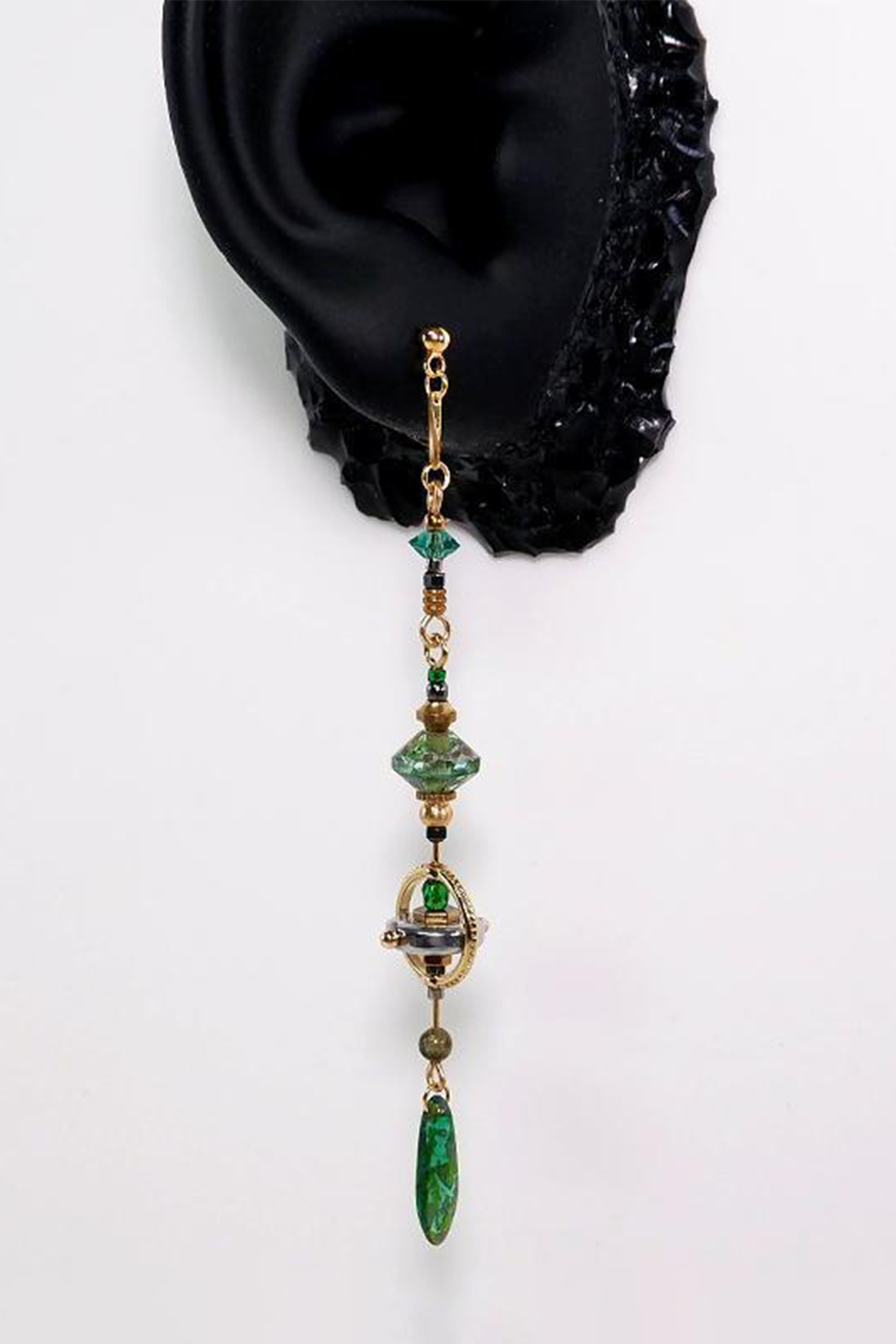 Mixed Beads Teardrop Pendant Single Earring