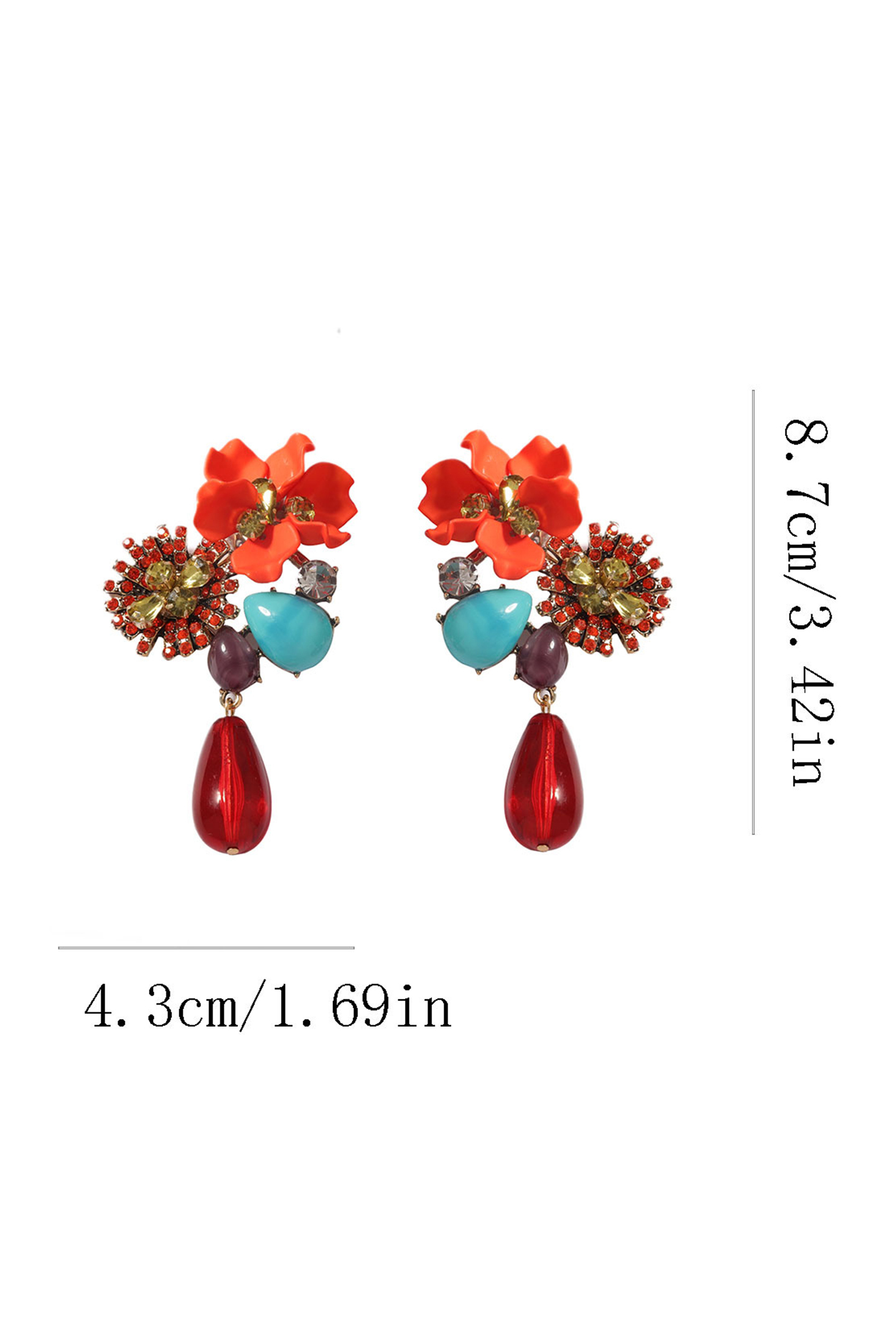 Crystal Embellished Floral Drop Earrings