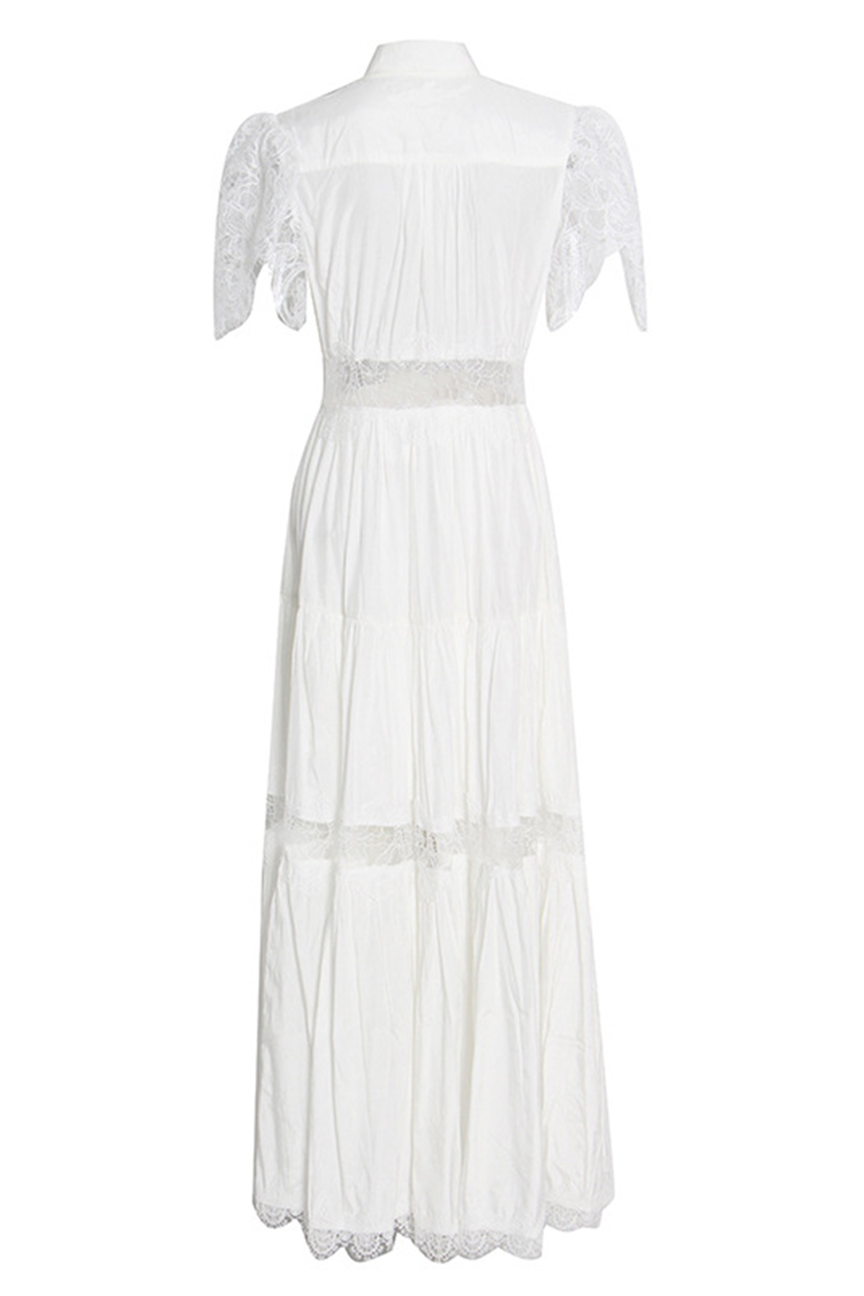 Sally Lace Panel Button Front Maxi Dress