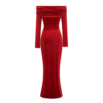 Evelyn Floral Applique One Shoulder Maxi Dress