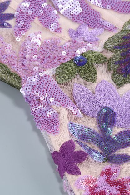 Aurora Floral-embroidered Strapless Maxi Dress