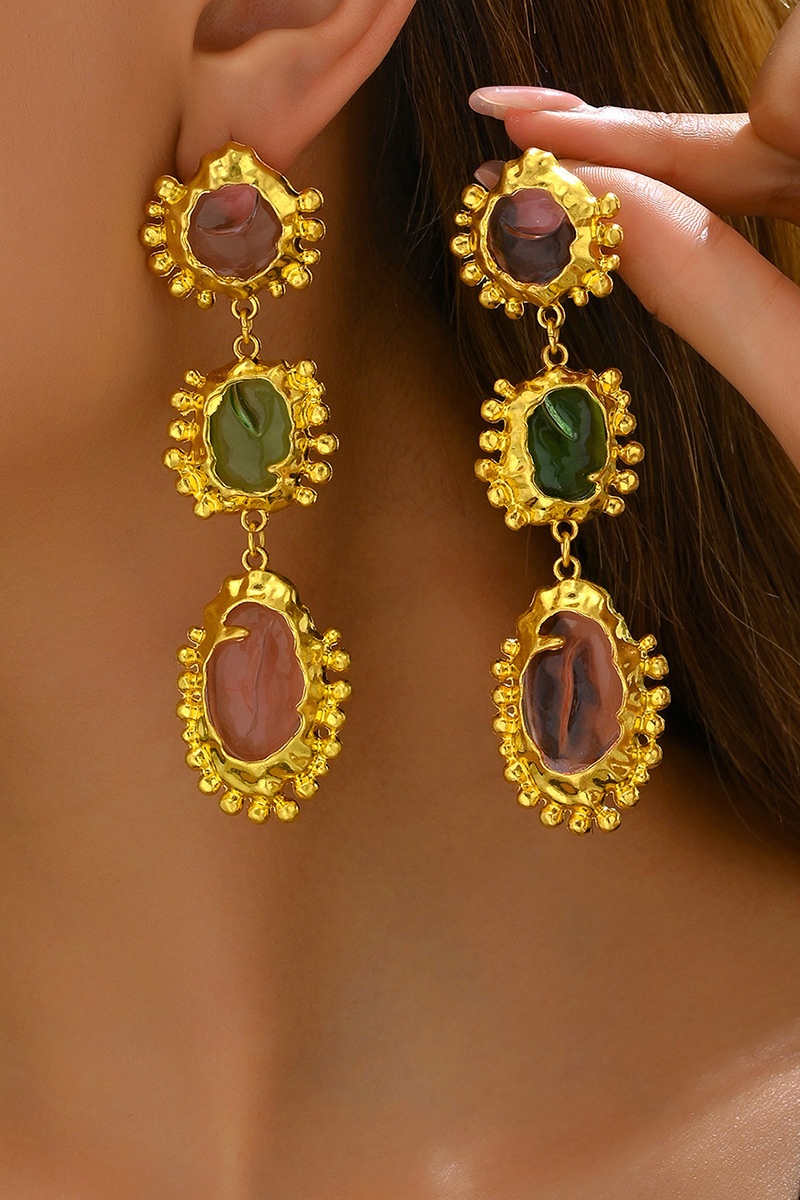 Irregular Gemstone Dangle Earrings