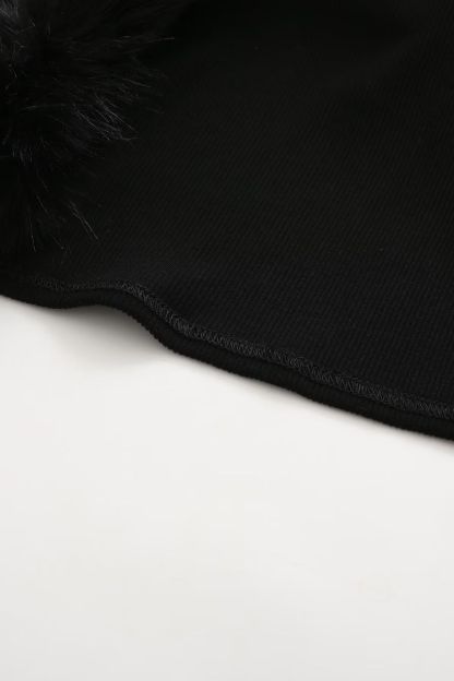 Apphia Crop Artificial Fur Blouse & Corset Two Piece Set