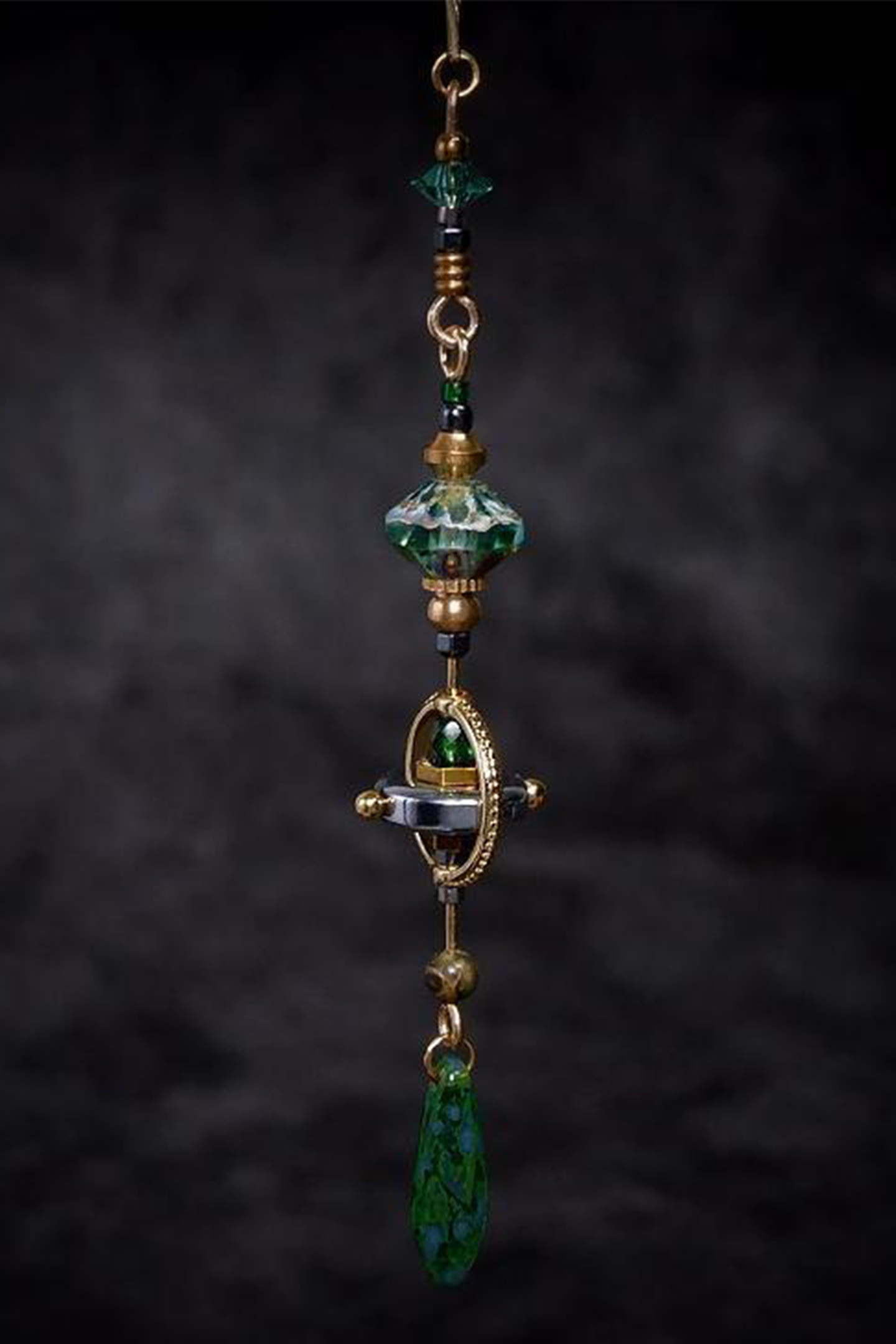 Mixed Beads Teardrop Pendant Single Earring