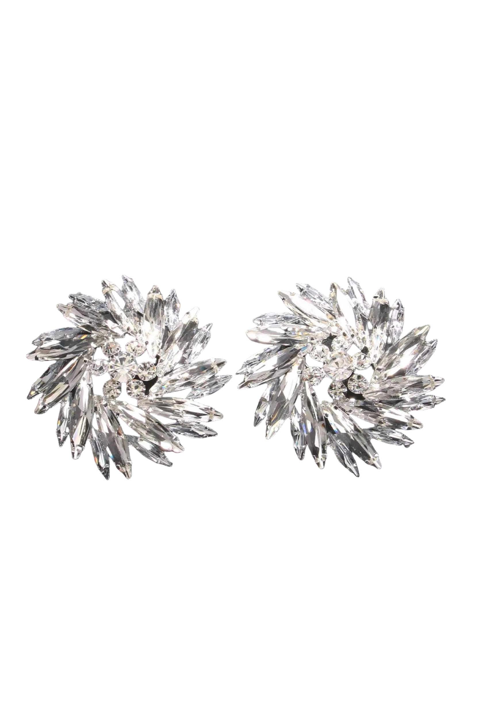 Geometric Flower Circular Diamante Earrings-Sunfere