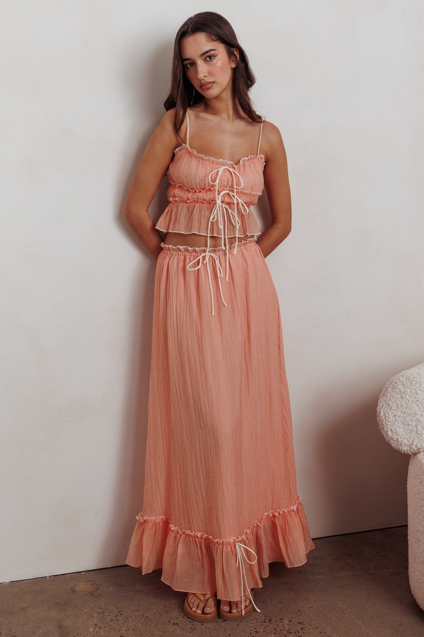 Cynthia Bow Detail Ruched Skirt Set