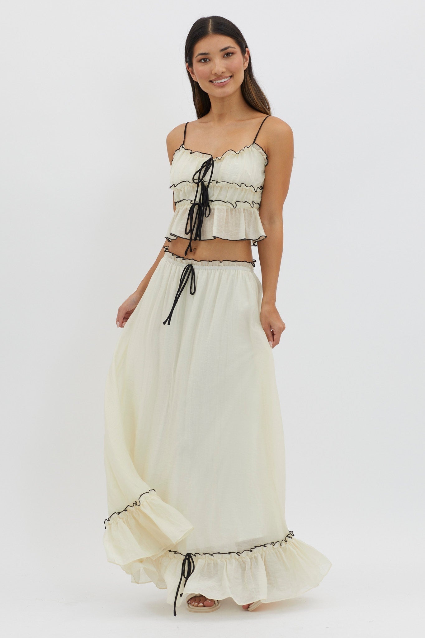 Cynthia Bow Detail Ruched Skirt Set