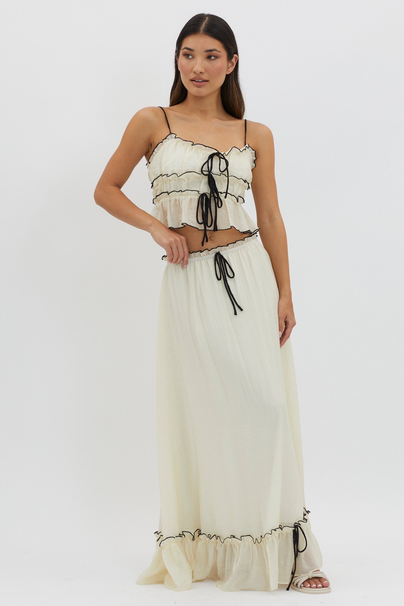 Cynthia Bow Detail Ruched Skirt Set
