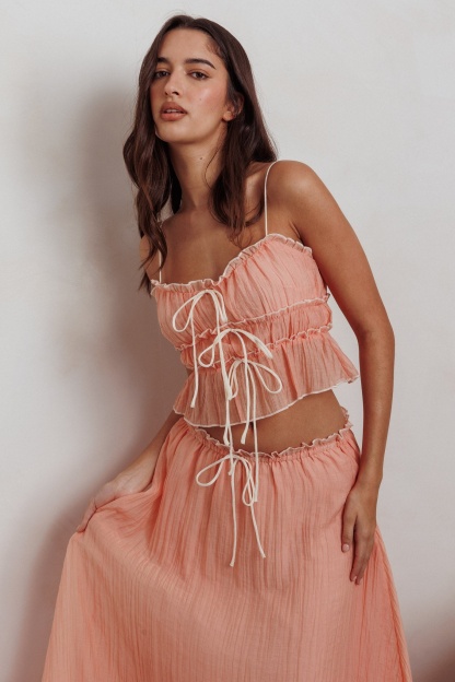 Cynthia Bow Detail Ruched Skirt Set